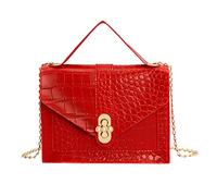 Générique Voyageur Sans Bagage Jean Mesdames moraillon chaîne petit sac carré sac à bandoulière sac messager sac à main Porte-monnaie Petit (Red, One Size)