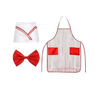 Générique Waiter Costume, Waitress Popcorn Cosplay Uniform for Carnival Parties, Polyester Role Play Outfit with Apron and Hat Accessories, Festival Birthday Christmas Halloween Dress Up Set