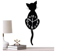 Générique Wall Clock | Cat Design with Swing Tail Battery Operated - Wall Decor Clock | for Businesses Rental Living Room Kitchen Hotel Restaurant Apartment