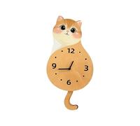 Générique Wall Clocks Battery Operated - Moving Tail Cat Silent Digital Timer | 26x40cm Wall Clock with Wooden Resin Material, Quartz Movement Clock with Silent for Bedroom Living Room Kitchen