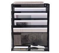 Générique Wall File Organizer - 4 Tier File Storage Rack, Space Saving Letter Size Wall Mount Organizer for Office, Metal Document Holder with Open Mesh Design for Mail Paper Documents