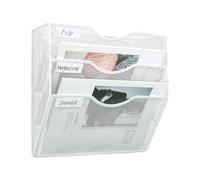 Générique Wall File Organizer - Vertical Metal Paper Rack, Triple Tier Hanging Document Sorter with Built In Label Slots, Sturdy Mesh Storage Tray, Ideal for Workplace Cubicles Classroom Teacher