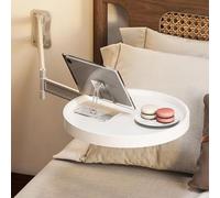 Générique Wall-Mounted Desk Small Round Table, Folding Table Wall Mounted Small Round Tray, 11.8in Fold Down Tables Bedside Folding Coffee Tables with 180° Rotation Foldable Coffee Tabless (White)