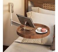Générique Wall-Mounted Desk Small Round Table, Folding Table Wall Mounted Small Round Tray, 11.8in Fold Down Tables Bedside Folding Coffee Tables with 180° Rotation Foldable Coffee Tabless (Brown)
