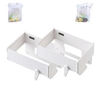 Générique Wall Mounted Foldable Trash Bag Holder with Magnetic Closure - No Drill Space Saving Hanging Adhesive Kitchen Trash Can Rack for Kitchen Cabinet Doors, Bathroom & Table Sides (2*White)