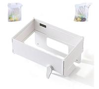 Générique Wall Mounted Foldable Trash Bag Holder with Magnetic Closure - No Drill Space Saving Hanging Adhesive Kitchen Trash Can Rack for Kitchen Cabinet Doors, Bathroom & Table Sides (White)