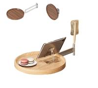 Générique Wall Mounted Round Table, Floating Round Table for Wall, 180° Rotating Folding Snack Coffee Tables, Space-Saving Design, Living Room Desk for Bedside Home Kitchen (Light)