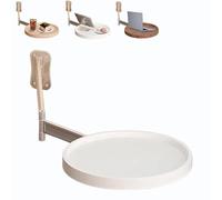 Générique Wall Mounted Round Table, Floating Round Table for Wall, Floating Bedside Tables, 180° Rotation Foldable Coffee Modern Small Desks, Ideal Space-Saving Coffee Tables (White)