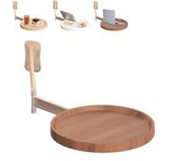 Générique Wall Mounted Round Table, Floating Round Table for Wall, Floating Bedside Tables, 180° Rotation Foldable Coffee Modern Small Desks, Ideal Space-Saving Coffee Tables (Black Walnut)