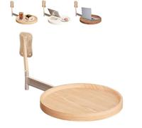 Générique Wall Mounted Round Table, Floating Round Table for Wall, Floating Bedside Tables, 180° Rotation Foldable Coffee Modern Small Desks, Ideal Space-Saving Coffee Tables (Wood Color)