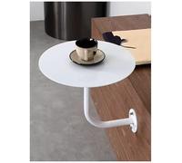 Générique Wall Mounted Side Table, L-Shape Small End Table, Round Sofa End Table with MDF Board and Gold Metal Rod, L-Shape Snack Table Coffee Table for Cafe, Restaurant, Bistro(Milk,35x45cm)