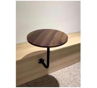 Générique Wall Mounted Side Table, L-Shape Small End Table, Round Sofa End Table with MDF Board and Gold Metal Rod, L-Shape Snack Table Coffee Table for Cafe, Restaurant, Bistro(Walnut,35x45cm)