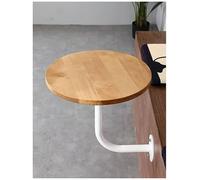 Générique Wall Mounted Side Table, L-Shape Small End Table, Round Sofa End Table with MDF Board and Gold Metal Rod, L-Shape Snack Table Coffee Table for Cafe, Restaurant, Bistro(Wood,35x45cm)