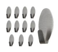 Générique Wall Stainless Steel Adhesive hooks- 12pcs Punch-Free Utility Hooks, Strong Adhesive hooksFor Hanging Towels Clothes Scarves | Bathroom Kitchen Home Organization And Storage Accessory