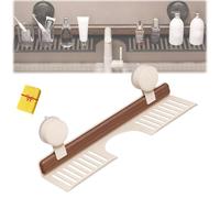 Générique Walnut Bathroom Kitchen Suction Cup Shelf, 2025 New Faucet Organizer Rack for Bathroom,Removable Sink Faucets Organizers, Wood Faucet Storage Rack (White,40cm)