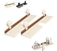 Générique Walnut Suction Cup Bathroom Shelf,2025 New Bathroom Shelf Organizer Over The Faucet,No-Drill Storage with Strong Suction Cups, Rustproof Wooden Organizer (2PCS White,60cm/23.6in)