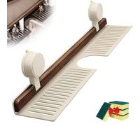 Générique Walnut Suction Cup Bathroom Shelf, Faucet Organizer Rack for Bathroom, No Drill Faucet Organizer Shelf, for Toiletries, Bottles and Small Accessories (White,50CM)