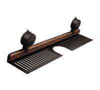 Générique Walnut Suction Cup Bathroom Shelf, Over The Faucet Organizer Rack for Bathroom Sink, No-Drill Storage Shelf with Strong Suction Cups, Rustproof Wooden Organizer (Black,40cm)