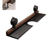 Générique Walnut Suction Cup Bathroom Shelf, Wall Mounted No Drilling Sink Shelf Over Faucet, Removable Wood Faucet Storage Rack, for Bathroom & Kitchen (Black,50cm/19.69in)