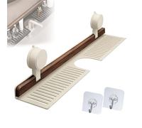 Générique Walnut Suction Cup Bathroom Shelf, Wall Mounted Sink Shelf Over Faucet, no-Drill Bathroom Organizer for Sink and Vanity (White,40cm)