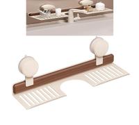 Générique Walnut Suction Cup Bathroom Shelf, Walnut Bathroom Kitchen Suction Cup Shelf, Wall Mounted No Drilling Storage Shelfs Basket Accessories, Removable Sink Faucet Organizers (White,40cm)