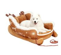 Générique Washable Dog Bed - Soft Plush Polyester Standard Size | Warm Christmas Pet Bed, Cute Sled Dog House with Pull Rope, Winter Sleeping Mat for Cats Puppies Indoor Outdoor Use | Pet Comfort