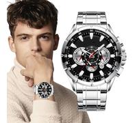 Générique Watch Business Watch, Mens Metal, Chronographes Chronographe pour Hommes, Date de Calendrier Bijoux de Mode, Accessoires de vêtements d'affaires pour Noël, Pâques