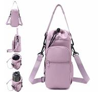 Générique Water Bottle Shoulder Bag,Outdoor Portable Capacity Crossbody Water Bottle Bag,with Extra Pockets for Phone Pocket,Keys,Headphones,Cards,for Outdoor Sports,Hiking,Camping (Purple)