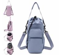 Générique Water Bottle Shoulder Bag,Outdoor Portable Capacity Crossbody Water Bottle Bag,with Extra Pockets for Phone Pocket,Keys,Headphones,Cards,for Outdoor Sports,Hiking,Camping (Blue)