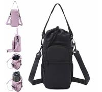 Générique Water Bottle Shoulder Bag,Outdoor Portable Capacity Crossbody Water Bottle Bag,with Extra Pockets for Phone Pocket,Keys,Headphones,Cards,for Outdoor Sports,Hiking,Camping (Black)
