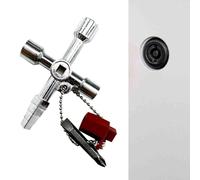 Générique Water Meter Key Tool - 4 Way Heavy Duty Multi Function Wrench | Multi Function Water Meter Key, Heavy Duty 4 Way Portable Metal Spanner For Utilities Faucets And Spigot Handles