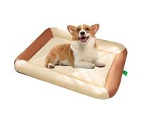 Générique Water Resistant Dog Bed, Soft Cat Resting Pad, High Rebound Foam, Anti-Slip Base and Pet Sleeping Mat for Car, Patio, Living Room, Study, 19.69x15.75x3.15 inches, Green and Yellow