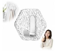 Générique Water Ripples Hexagonal Self Adhesive Hooks, Drill-Free Adhesive Wall Hooks for Bathroom Kitchen, Towel Key Robe Hooks, Gold Silver Home (Silver, 10PCS)
