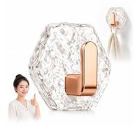 Générique Water Ripples Hexagonal Self Adhesive Hooks, Drill-Free Adhesive Wall Hooks for Bathroom Kitchen, Towel Key Robe Hooks, Gold Silver Home (Gold, 10PCS)