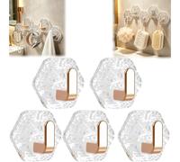 Générique Water Ripples Hexagonal Self Adhesive Hooks, Square No Drill Bathroom Kitchen Wall Hook, Glacier Heavy Duty Waterproof Adhesive for Towels,Keys & Homes Decor