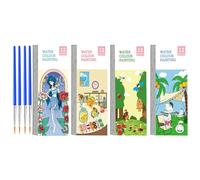 Générique Watercolor Paint Pad - 4x Pocket Painting Books, Coloring Kit, Art Supplies Set | Creative Water Activity For Kids Adults Boys Girls Home School Travel Fun Artistic Learning Crafting Kit