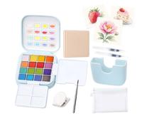 Générique Watercolor Paint Set - 16 Color Mini Travel Kit With Art Tools