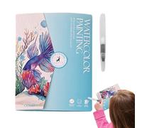 Générique Watercolor Workbook - Beginner-Friendly Painting Book for Artistic Expression | 12-Color Paint Set with Brush, Creative Water Color Guide for Coloring Techniques and Skill Development