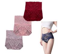 Générique Wateresty Sexy High Waist Pretty Lace Panties, Wateresty Lace Panties, Buttock-Lifting & Tummy-Control Shaping Underwear (3PCS-A,L)