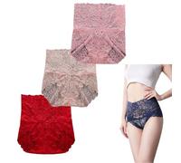 Générique Wateresty Sexy High Waist Pretty Lace Panties, Wateresty Lace Panties, Buttock-Lifting & Tummy-Control Shaping Underwear (3PCS-C,4TG)