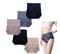 Générique Wateresty Sexy High Waist Pretty Lace Panties, Wateresty Lace Panties, Buttock-Lifting & Tummy-Control Shaping Underwear (5PCS-B,TTG)