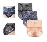 Générique Wateresty Sexy High Waist Pretty Lace Panties,Women's Buttock-Lifting&Tummy-Control Shapewear,Soft Breathable Lace Brief (FR/ES, Alpha/Lettres, L, Taille Normale, Taille Normale, 3B)