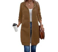 Générique Wateresty Women Casual Zip up Fleece Hoodies, Oversized Hoodies for Women, Trendy Casual Long Sweatshirts Side Pockets (Brown,TTG)