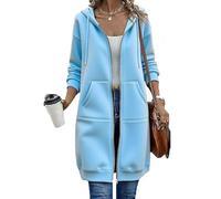 Générique Wateresty Women Casual Zip up Fleece Hoodies, Oversized Hoodies for Women, Trendy Casual Long Sweatshirts Side Pockets (Light Blue,Grand)