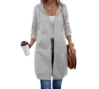Générique Wateresty Women Casual Zip up Fleece Hoodies, Oversized Hoodies for Women, Trendy Casual Long Sweatshirts Side Pockets (Light Gray,TG)