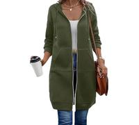 Générique Wateresty Women Casual Zip up Fleece Hoodies, Oversized Hoodies for Women, Trendy Casual Long Sweatshirts Side Pockets (Army Green,S)