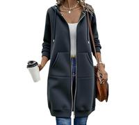 Générique Wateresty Women Casual Zip up Fleece Hoodies, Oversized Hoodies for Women, Trendy Casual Long Sweatshirts Side Pockets (Dark Gray,TTG)
