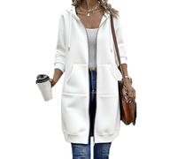 Générique Wateresty Women Casual Zip up Fleece Hoodies, Oversized Hoodies for Women, Trendy Casual Long Sweatshirts Side Pockets (White,5TG)