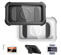 Générique Waterproof 480° Shower Phone Holder - Wall & Bathtub Mount, Adjustable Bathroom Phone Stand, Retractable Adjustable Rotating Bathroom Phones Stand, for 4-7 inch Phones (Black+White)