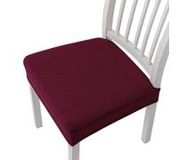 Générique Waterproof Jacquard Chair Covers, Set of 2/4/6 Dining Room Chair Seat Covers, Durable, Stylish & Easy-Clean (Red,Set of 4)